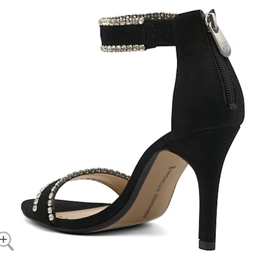 ADRIENNE VITTADINI GRACY BLACK HEELS WITH CRYSTALS - Picture 3 of 5